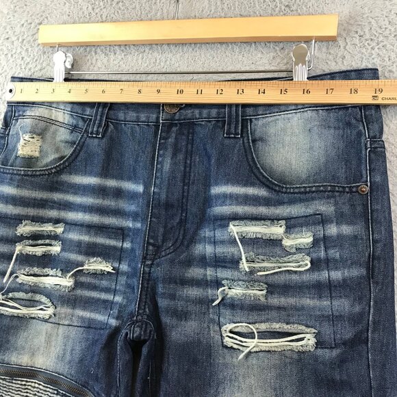 Smoke‎ Rise Original Vintage Denim Distressed Jeans Size 38/34 Cotton Blend - Picture 4 of 9